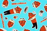 NebaaruKun 納豆人物面料日本製造半碼 18 英寸 x 43 英寸或 45 厘米 x 108 厘米